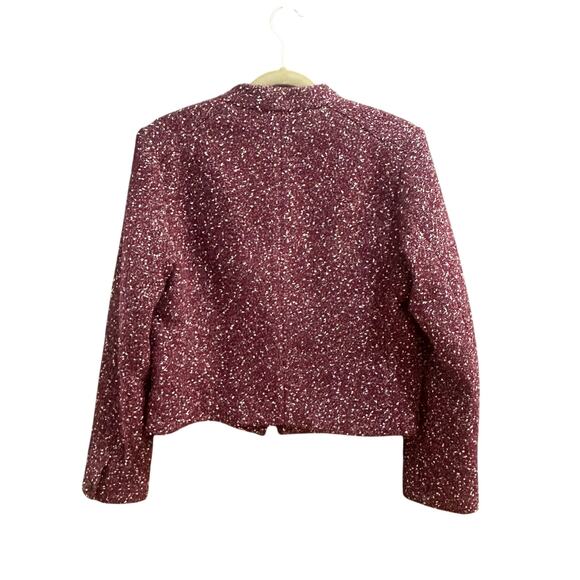 NWT $595 rag & bone Wool Blend Burgundy Valerie Tweed Blazer, Sz 12 (LL-1132) - Picture 6 of 13